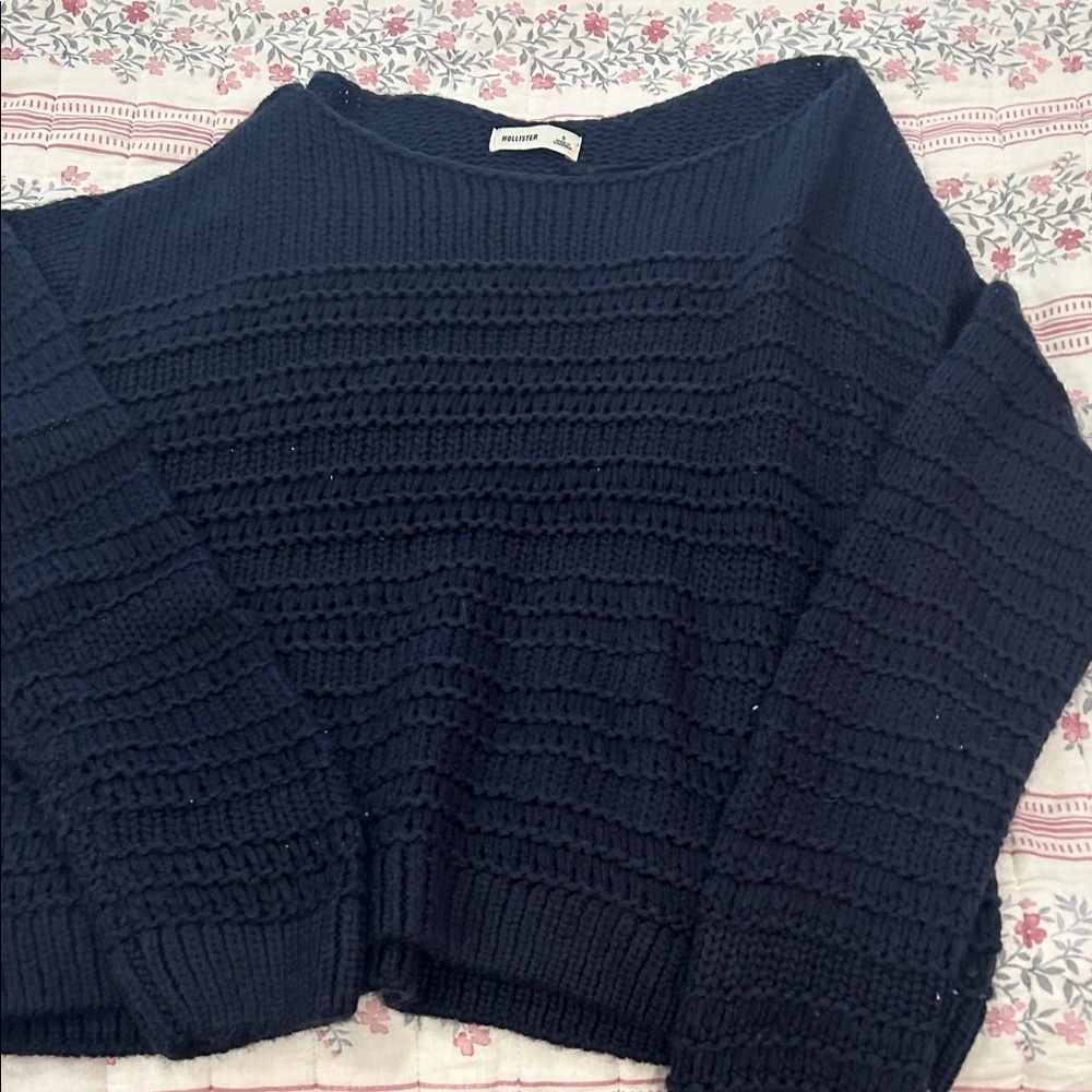 Hollister Off-the-Shoulder Navy Sweater